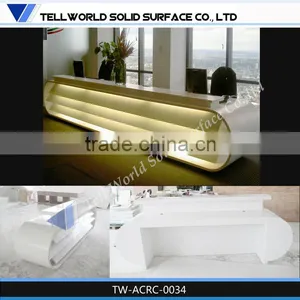 Modern Office Reception Desk With 12mm Acrylic Solid Surface Design Led Lights thumbnail-1