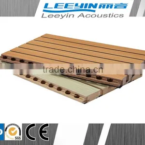 Green Decorative Wall Covering Wooden Grooved Acoustic Panels thumbnail-4