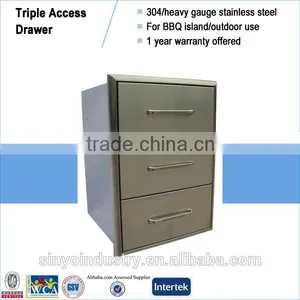 BBQ Island Storage Stainless Steel Built in 3 Drawer Cabinet thumbnail-1