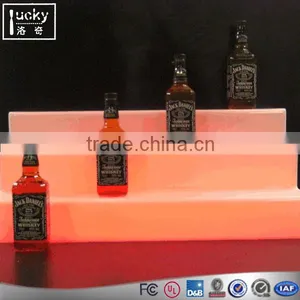 3 Steps Led Light Bar Liquor Display Shelf Custom All Size Wine Bottle Display Stand thumbnail-1