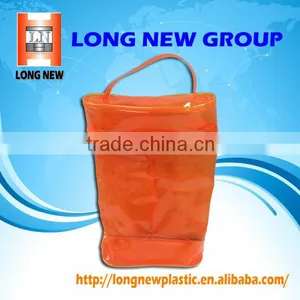 Orange Clear Plastic PVC Zipper Bag With Handle thumbnail-2
