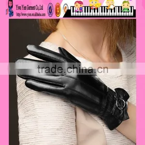 High Quality Custom Sexy Women Leather Gloves Genuine Black Sexy Women Leather Gloves thumbnail-1