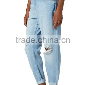 Blue Distressed Holes Denim Pants With Straight Leg Girls Sex Leg Jean Pant Dubai Girl Photo thumbnail-3
