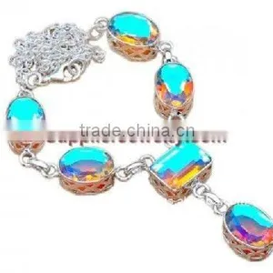 Rainbow Mystic Topaz Jewelry Heart Shaped Diamond Earrings Round Brilliant Cut Gold Necklaces thumbnail-1