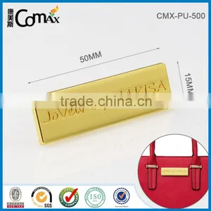 Rectangle Engraved Logo Gold Custom Metal Bag Label thumbnail-1