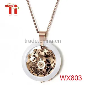 Ceramic Mechanical Design Pendant Sweater Chain Necklace for Women thumbnail-1
