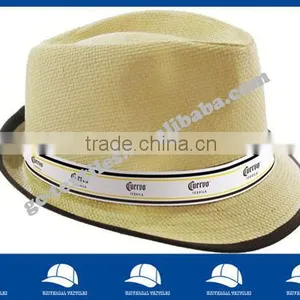 Khaki Paper Straw Fedora Hat thumbnail-1