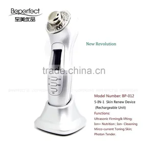 BP-012B Color Photon Ultrasonic Beautiful Skin Instrument With Galvanic Nutri in for Face Lift Home Use Luxury Box Package OEM thumbnail-1