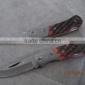 Flip Damascus Pocket Knife thumbnail-3