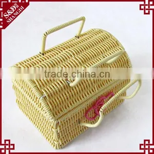 SD Folding Mini Rattan Wicker Baskets With Handle for Storage thumbnail-1