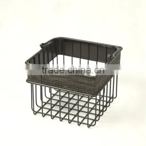 Square Metal Wire and Textilene Bathroom Caddy With Handle thumbnail-2