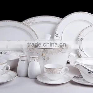 Fine Bone China New Bone China Porcelain Ceramic Silver&Golden Design 36pcs Dinnerware Opal 86pcs Dinner Set thumbnail-1