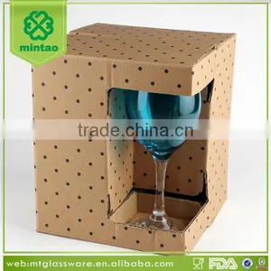 Set of 4 Wholesale Kraft Window Box Packed Solid Color Wine GLass thumbnail-1