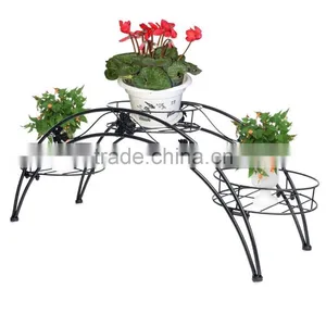 Elegant Arch Metal Potted Plant Garden Patio Display Rack With 3 Holders Flower Pots Holders Display Stand thumbnail-1