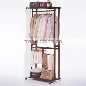 Cabinet Type Wooden Coat Hanger Wooden Clothes Rack for Bedroom thumbnail-5
