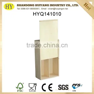 Custom Cheap Unfinished 2 Bottle Pine Wood Wine Box Wholesale thumbnail-1
