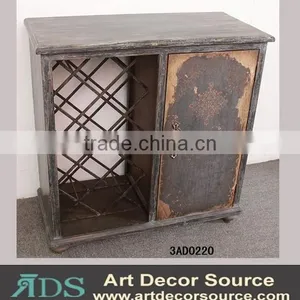 Vintage Wood Storage Cabinet With One Door thumbnail-1