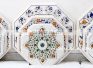 Exporter of Marble Inlay Coffee Table Tops, White Marble Inlay Decorative Table Tops thumbnail-1