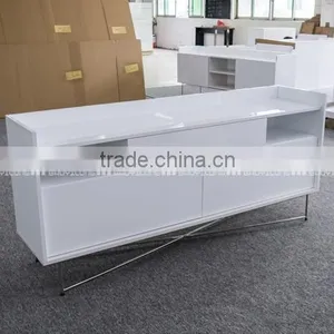 NEW Cross Metal Legs Simple White Dining Storage Cabinet H-829 thumbnail-2