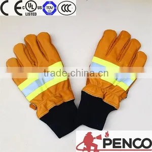 China Wholesale Security Leather Cowhide Industrial Hand Protected Welding Cotton Heat Resistant Fireman 3m Reflective Gloves thumbnail-1