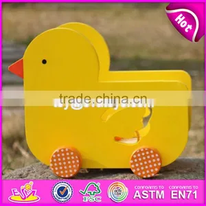 New Design Lovely Duck Shape Wooden Pull Car Toy for Toddlers W05B158 thumbnail-2