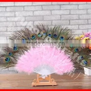 Colorful Plastic Peacock Feather Hand Fan thumbnail-5