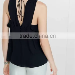 2016 Fashion Flowy Ruffle Tie Back Tank HST8029 thumbnail-6