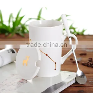 2017 Hot Sell 420 ML Ceramic Tea Cup Coffee Cup Mug Cup With Lid And Spoon thumbnail-4