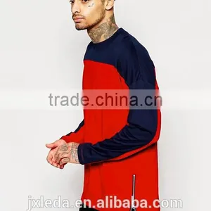 2016 Summer Fashion Men Hip Hop Style 50 Coton / 50 Polyester Longline Long Sleeve T-shirt OEM thumbnail-1
