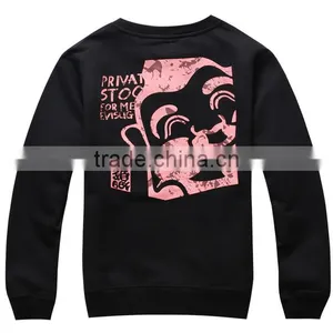 Normal Style Mens Black Slim Fit Crewneck Sweatshirt Street Wear Custom Printed Sweatshirt OEM thumbnail-1