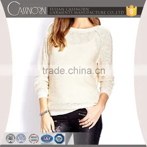 Custom Crew Neck Slub Knitted Pullover Sweater With Back Opening thumbnail-1