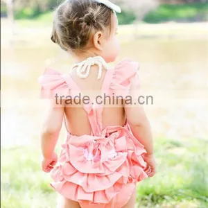 Baby Girl Romper Several Colors Ruffled Linen Fabric Baby Clothes Romper thumbnail-6