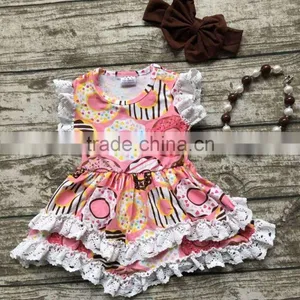 Summer Baby Girls Outfits Children Doughnut Cotton Dress Girls Lace Ruffle Boutique Dress Cute Dress Matching Accessories thumbnail-1