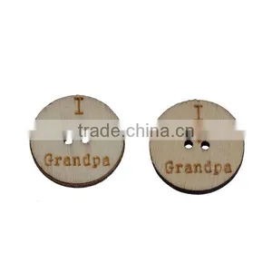 Wood Sewing Buttons Scrapbooking 2 Holes Round Natural Message Pattern I Love Grandpa " thumbnail-1