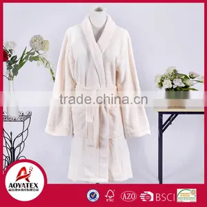 Knee Length Coral Fleece Women Bathrobe Plush Sleepwear thumbnail-1