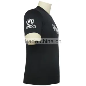 Silk Screen Printing Short Sleeve Black Scoop Neck T Shirt For Men thumbnail-4