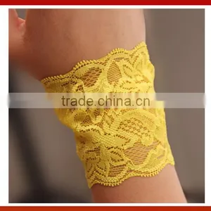 2015 New Fancy Lace Slap Wrist Band For Wedding/Rose Pattern Cotton Wide Elastic Lace Wrist Band thumbnail-2