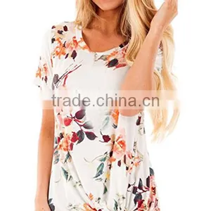 New Design 2017 Summer Short Sleeve Floral Blouse thumbnail-4