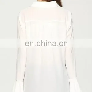 Latest Fashion Women Chiffon Blouse Deisgn Flare Sleeve thumbnail-2