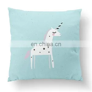 18 X 18 Inches Animal Pillow Case Cover Home Decor Square Linen Printed Waist Throw Unicorn Design Cushion Cover Wholesale thumbnail-6