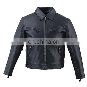 HMB-0470A LEATHER JACKETS MOTORBIKE COATS BLACK BIKER STYLE thumbnail-1