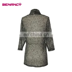 Old Lady Mesh Three Quarter Sleeve Plus Size Cardigan Normal Wear thumbnail-2