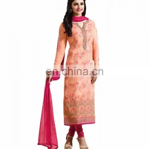 Prachi Desai Gerogette Casual Wear Salwar Kameez 2017 / Latest Ramzan Eid Suits Collection (salwar Kameez Suits) thumbnail-1