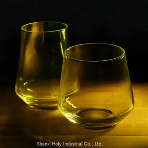 China Wholesale Hot Sale Handmade Clear Water Glass Lead Free Cheap Juice Glass Stemless Wine Glass thumbnail-2