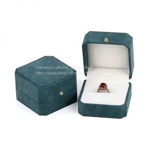 Wholesale Printed PU Leather Jewelry Boxes Stock Gift Ring Necklace Pendant Luxury Jewelry Packing Box Custom Logo. thumbnail-1