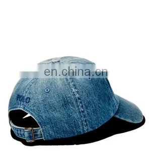 Diznew OEM Design Washed Embroidered Logo Camp Personalizadas Distressed Dad Baseball 6 Panel Denim Hat thumbnail-2