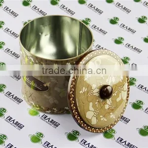Empty Small Metal Case Round Tea Tin Plate Box thumbnail-2