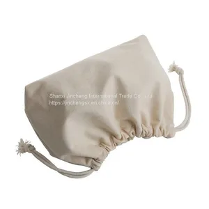 Custom Logo Size Printed Small Eco Friendly Double Sided Packaging Cotton Linen Drawstring Bag thumbnail-1
