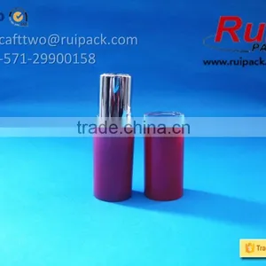 Round Red Lipstick Tube With Aluminum Inner, Lip Cream Container With Clear Head Cover thumbnail-3