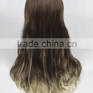 High Quality 65cm Medium Long Wave Brown&Gray Color Mixed Lolita Wig Synthetic Anime Wig Cosplay Hair Wig Party Wig thumbnail-4